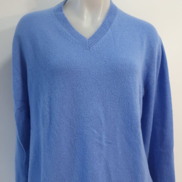 Mens Ravissante St. Tropez Periwinkle Blue Cashmere V-Neck Pullover Sweater M - Picture 3 of 9